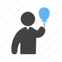 ballons, hand, holding, in, person