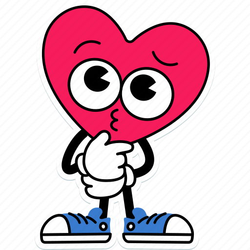 Heart, character, pose, thinking sticker - Download on Iconfinder