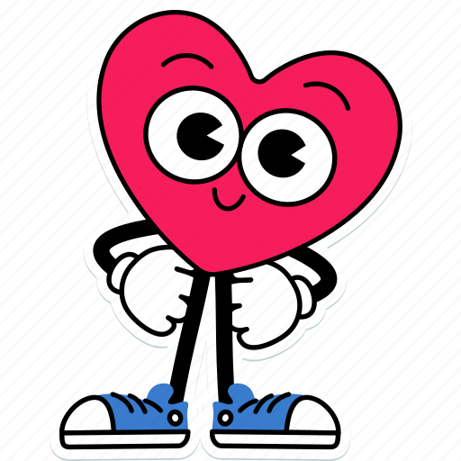 Heart, character, pose, stand, with, confidence sticker - Download on Iconfinder