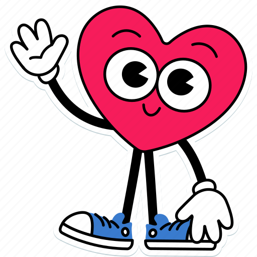 Heart, character, pose, stand, and, hand, up sticker - Download on Iconfinder