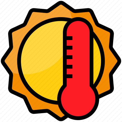 Heatwave, sunny, sweltering, hot, thermometer, heat, sun icon - Download on Iconfinder