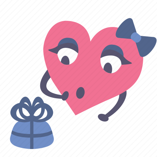 Gift, girl, heart, present, surprised, valentine icon - Download on Iconfinder