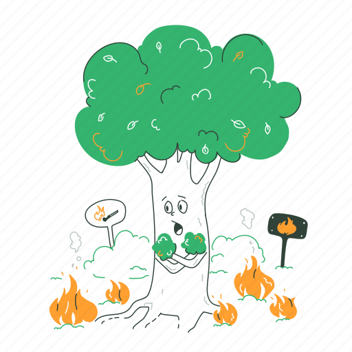 Forest, fires, tree, nature, ecology, green, garden illustration - Download on Iconfinder