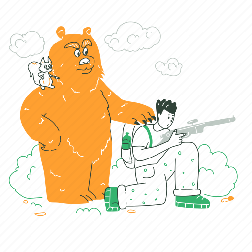 Illegal, hunting, gun, weapon, shooting, eco, bear illustration - Download on Iconfinder