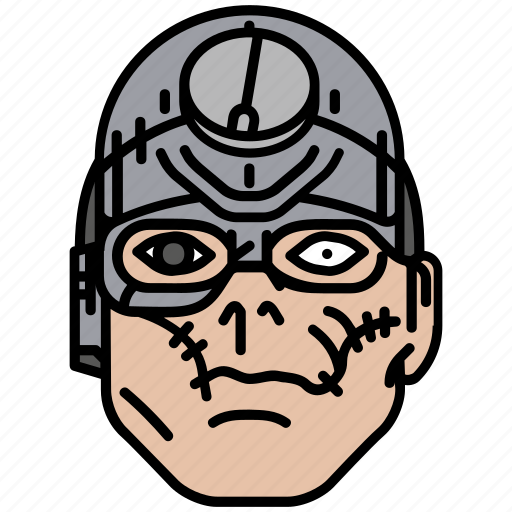 Dredd, mean angel machine, robot, scar, villain icon - Download on Iconfinder