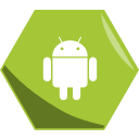 android, company, hexagon, social