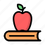 apple, book, studying, knowledge, school 