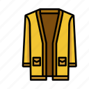 cardigan, coat, long, winter, yellow 