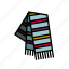 colourful, scarf, stripes, stripy, tassel 