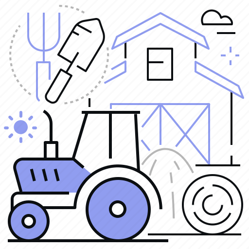 Tractor, barnhouse, haystack, farm work icon - Download on Iconfinder