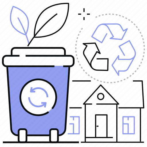 Recycling, house, waste sorting, trash can icon - Download on Iconfinder