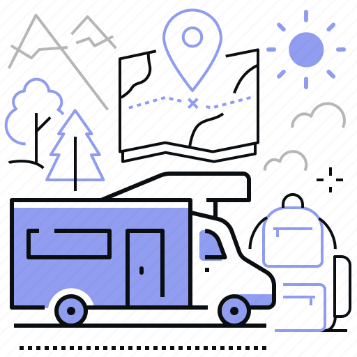 Van, map, travel, road trip icon - Download on Iconfinder