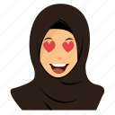 dazzled, girl, happy, hijab, love, wonderstruck