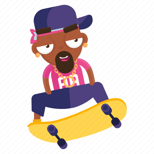 Emoji, emoticon, hiphop, man, skateboard, sticker icon - Download on Iconfinder