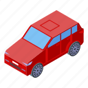car, cartoon, family, flower, hitchhiking, isometric, red