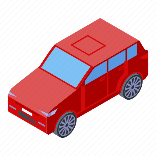 Car, cartoon, family, flower, hitchhiking, isometric, red icon - Download on Iconfinder