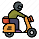 scooter, food delivery, motorcycle, delivery man, motorbike, shipping and delivery, transportation
