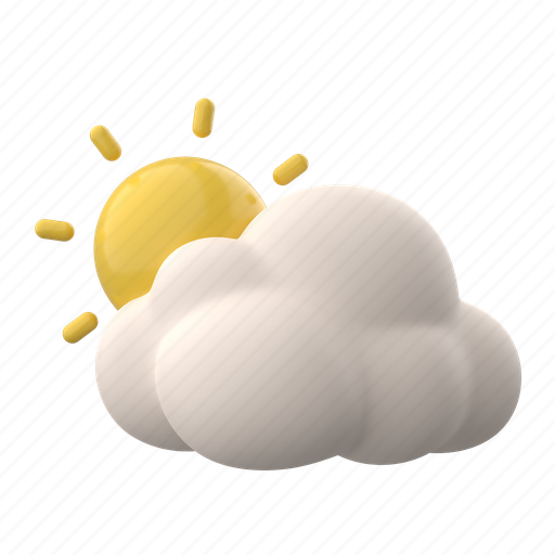 Weather, cloudy, partly, forecast, sunny, season, sun 3D illustration - Download on Iconfinder