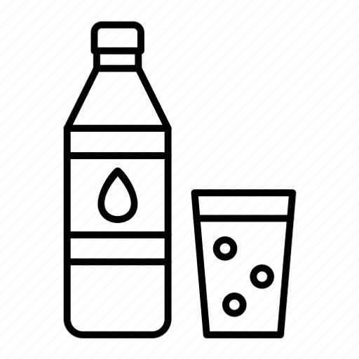 Bottle and glass, drink, water, mineral, healthy icon - Download on Iconfinder