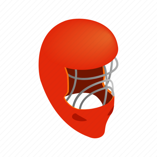Goalkeeper, helmet, hockey, ice, isometric, mask, red icon - Download on Iconfinder