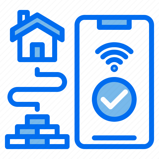 Brick, build, building, checked, house, phone, wifi icon - Download on Iconfinder