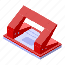 business, cartoon, hole, isometric, puncher, red, school