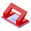 business, cartoon, hole, isometric, puncher, red, school 