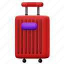 red, suitcase, vacation, bag, luggage, summer, holiday, beach, staycation 