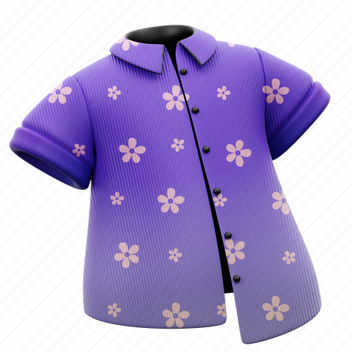 Flower, shirts, fashion, holiday, vacation, summer, clothing 3D illustration - Download on Iconfinder