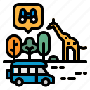 car, giraffe, jeep, safari, tour