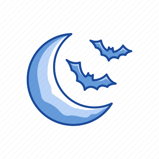 Bats, crescent moon, night, spooky, halloween icon - Download on Iconfinder