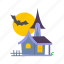 bat, haunted, haunted house, house, halloween 