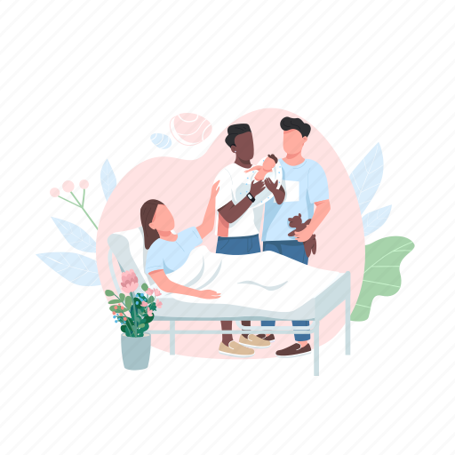 Surrogacy, mother, newborn, gay, couple, homosexual illustration - Download on Iconfinder