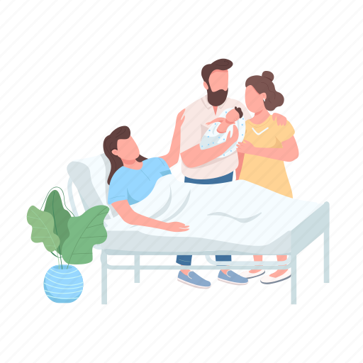 Surrogate, mother, bed, family, newborn, baby illustration - Download on Iconfinder