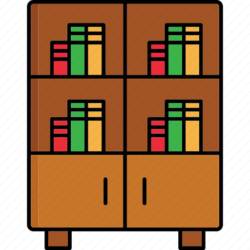 Bookshelf, library, book, education, furniture, books, bookcase icon - Download on Iconfinder