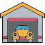 garage, car, repair, service, vehicle, automobile, mechanic, tool, building 