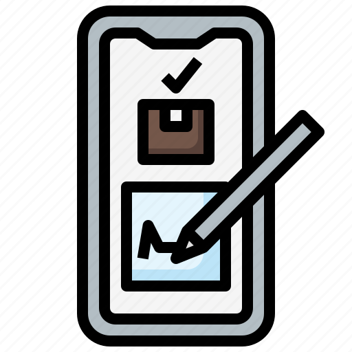 Delivery, document, pen, signing, smartphone icon - Download on Iconfinder