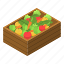 box, cartoon, garden, isometric, logo, vegetable, woman