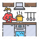cooking, food, furniture, home, kitchen, woman