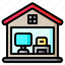 printer, house, home, monitor, computer