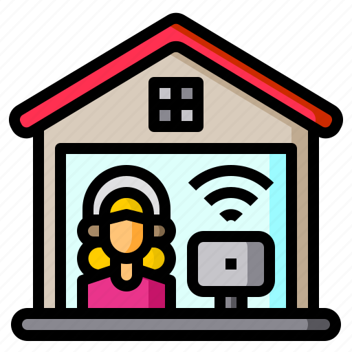Woman, house, home, online, computer icon - Download on Iconfinder