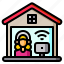 woman, house, home, online, computer 