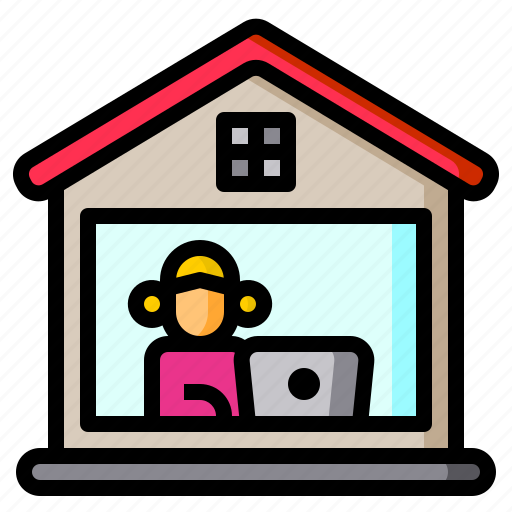 Woman, house, laptop, home, work icon - Download on Iconfinder