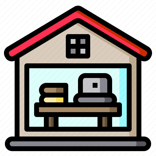 House, laptop, home, desk, book icon - Download on Iconfinder