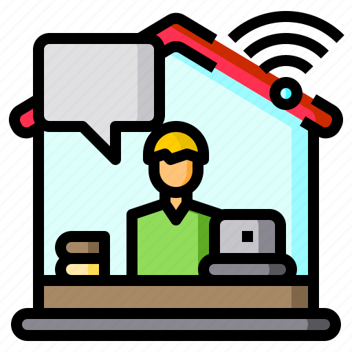 Books, working, communication, laptop, man icon - Download on Iconfinder