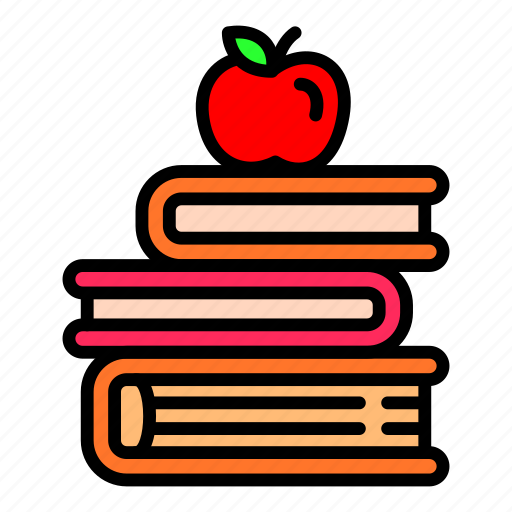 Books, food, fruit, paper, school, stack icon - Download on Iconfinder
