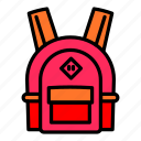 backpack, fashion, globe, red, school, summer
