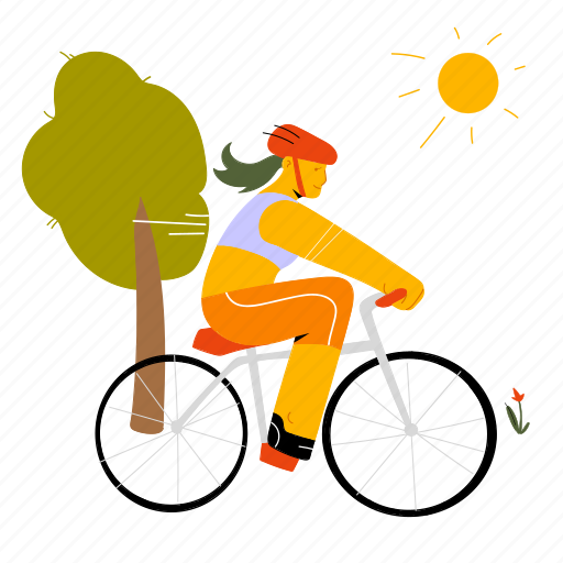 Park, bike, woman, bicycle, female, walk, bike ride illustration - Download on Iconfinder