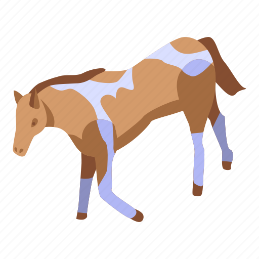 Animal, cartoon, farm, horse, isometric, silhouette, white icon - Download on Iconfinder