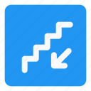 staircase, stairs, downwards, direction, pointer, navigation, hospital 